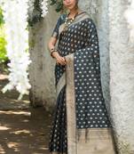 Wine woven linen saree with blouse