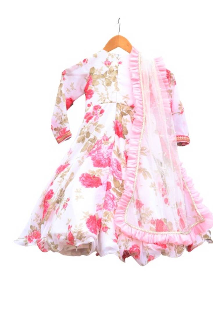 White printed Anarkali
