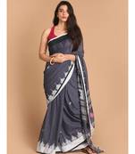 Grey Bengal Handloom Pure Cotton Saree with blouse Daily Saree with blouse