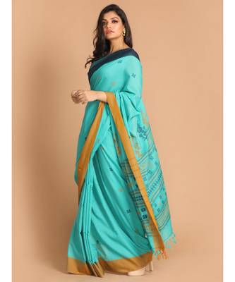 Blue Bengal Handloom Pure Cotton Saree with blouse Daily Saree with blouse 2