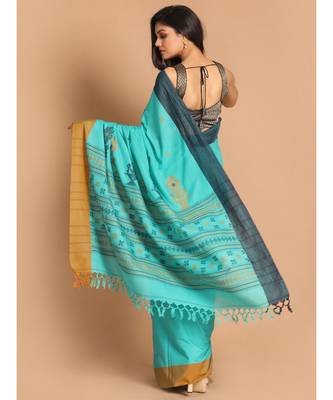 Blue Bengal Handloom Pure Cotton Saree with blouse Daily Saree with blouse 3