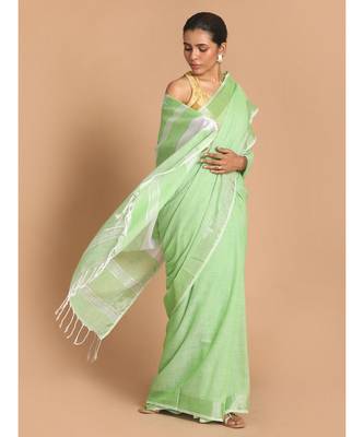 Green Bengal Handloom Pure Cotton Saree with blouse Work Saree with blouse 1
