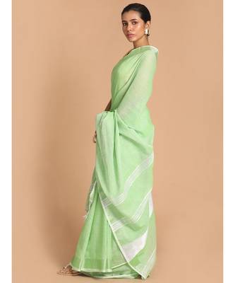 Green Bengal Handloom Pure Cotton Saree with blouse Work Saree with blouse 2