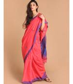 Pink Bengal Handloom Cotton Blend Work Saree with blouse