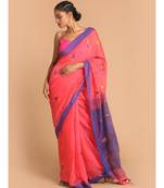 Coral Bengal Handloom Cotton Blend Work Saree with blouse