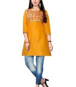 Orange woven viscose short-kurtis