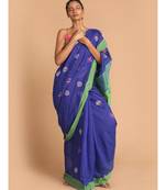 Blue Bengal Handloom Cotton Blend Work Saree with blouse