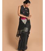Black Bengal Handloom Cotton Blend Work Saree with blouse