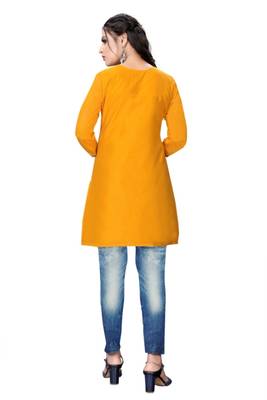 Orange woven viscose short-kurtis 4