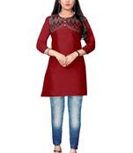 Maroon woven viscose short-kurtis