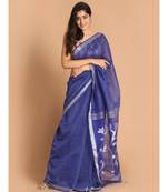 Blue Bengal Handloom Cotton Blend Work Saree with blouse