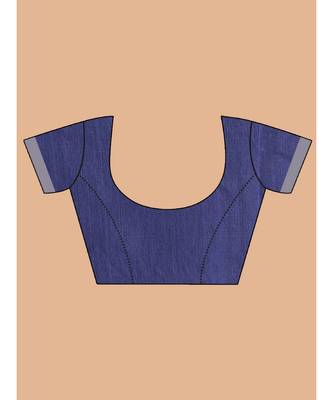 Blue Bengal Handloom Cotton Blend Work Saree with blouse 5