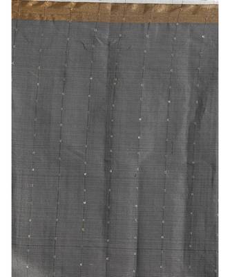 Grey Bengal Handloom Cotton Blend Work Saree with blouse 4