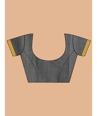 Grey Bengal Handloom Cotton Blend Work Saree with blouse 5
