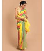 Yellow Bengal Handloom Cotton Blend Work Saree with blouse