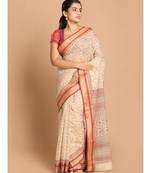 Printed Pure Cotton Saree with blouse in Maroon