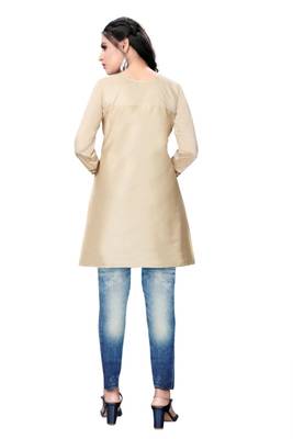 Beige woven viscose short-kurtis 2