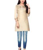 Beige woven viscose short-kurtis