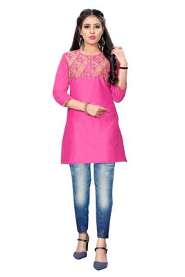 Light-parrot-green woven viscose short-kurtis 1