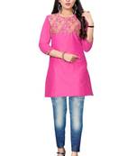 Light-parrot-green woven viscose short-kurtis