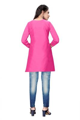 Light-parrot-green woven viscose short-kurtis 4