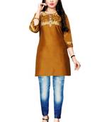 Bronze woven viscose short-kurtis