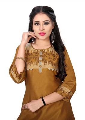Bronze woven viscose short-kurtis 2