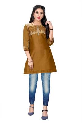 Bronze woven viscose short-kurtis 3
