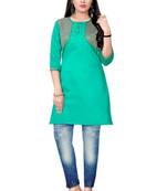 Sea-green woven viscose short-kurtis