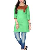 Light-green woven viscose short-kurtis