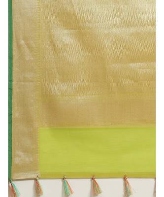 Banarasi Green Woven Design Daily Wear Saree with blouse 4
