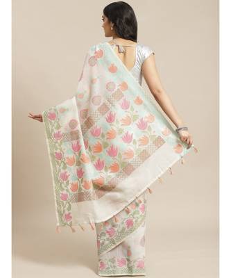 Banarasi White Woven Design Party Wear Saree with blouse 3