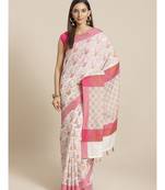 Banarasi White Woven Design Work Wear Saree with blouse