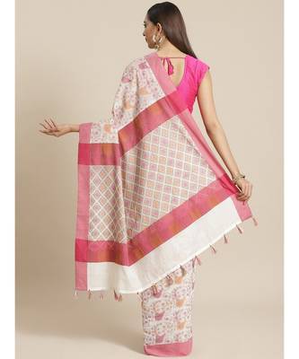 Banarasi White Woven Design Work Wear Saree with blouse 3