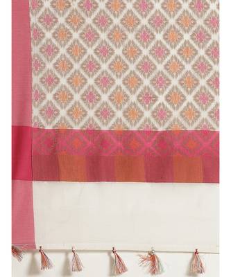 Banarasi White Woven Design Work Wear Saree with blouse 4