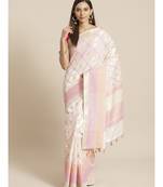 Banarasi White Woven Design Work Wear Saree with blouse