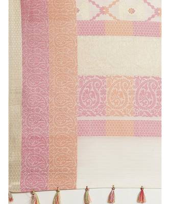 Banarasi White Woven Design Work Wear Saree with blouse 4
