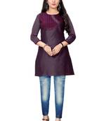 Purple woven viscose short-kurtis