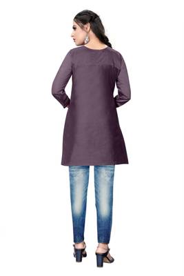 Purple woven viscose short-kurtis 4
