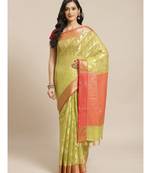 Banarasi Olive Woven Design Festive Wear Saree with blouse