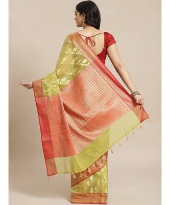 Banarasi Olive Woven Design Festive Wear Saree with blouse 3