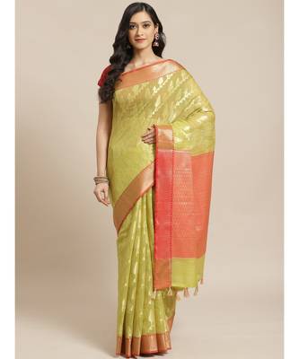 Banarasi Olive Woven Design Festive Wear Saree with blouse 8