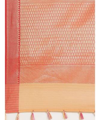 Banarasi Peach Woven Design Festive Wear Saree with blouse 4
