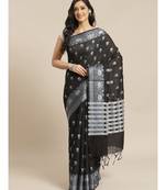 Banarasi Black Checked Work Wear Saree with blouse