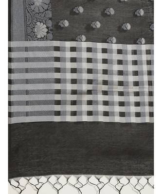 Banarasi Black Checked Work Wear Saree with blouse 4