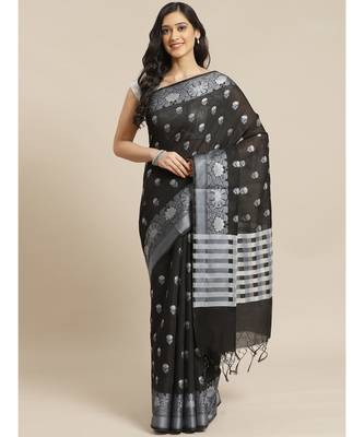 Banarasi Black Checked Work Wear Saree with blouse 7