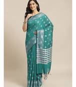 Banarasi Green Checked Work Wear Saree with blouse