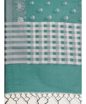 Banarasi Green Checked Work Wear Saree with blouse 4