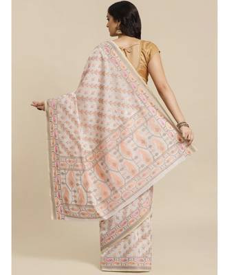 Banarasi White Woven Design Work Wear Saree with blouse 3