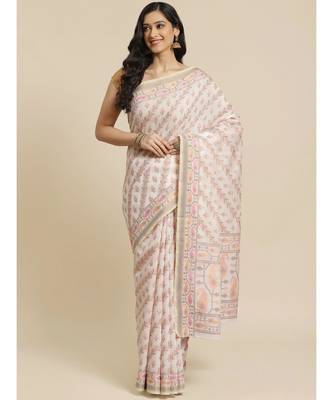 Banarasi White Woven Design Work Wear Saree with blouse 8